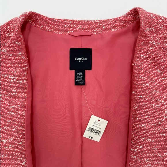 NWT Gap Kids Girls Boucle Jacket Pink White 2 Snap Closure 2 pockets Size XXL - Picture 4 of 11